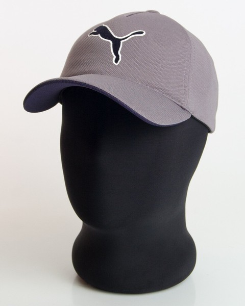 Стильна кепка бейсболка з емблемою "Puma" сіра з темно-синім підкозирком Лакоста п'ятиклинка