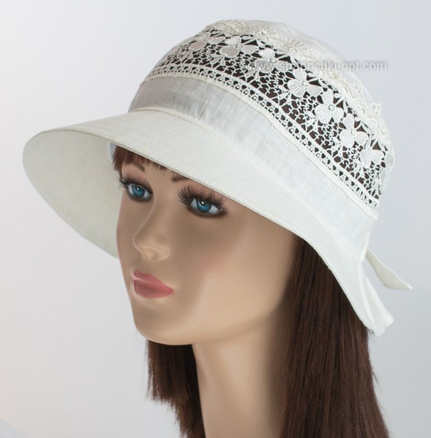 Білий капелюх з льону Шарм арт.435