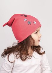 Трикотажная шапка для девочек Моник с ушками малиновая