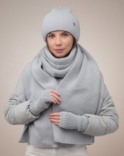 Комплект Frostine (шапка, шарф, мітенки) перламутр