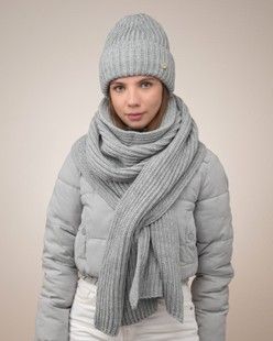 Комплект Pearly (шапка, шарф) світло-сірий
