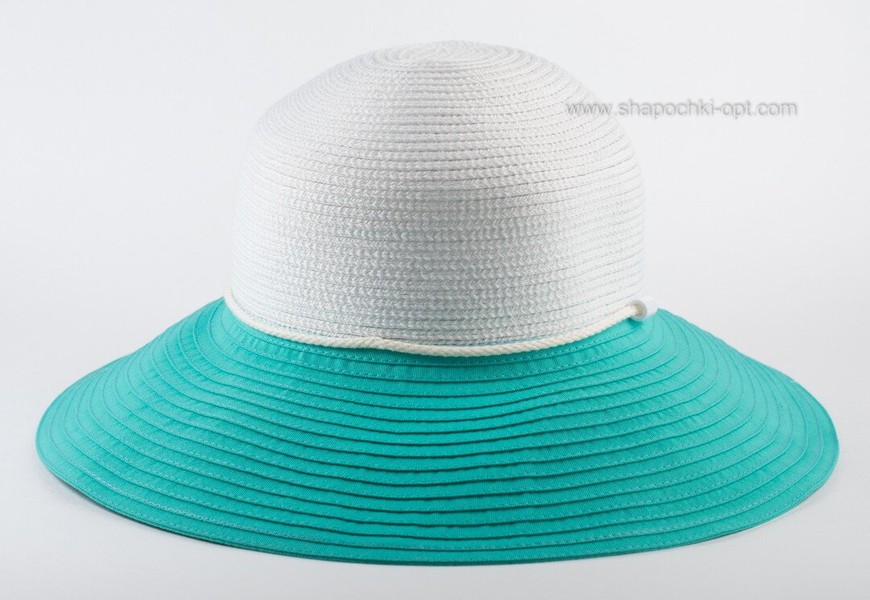 Красивая шляпа белая с бирюзовым полем D 175-02.51