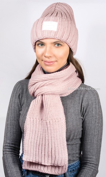Комплект Онтарио шапка+шарф пудра арт.4730-10