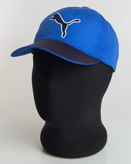 Бейсболка п'ятиклинка електрик з темно-синім козирком з перфорованої плащової тканини Puma