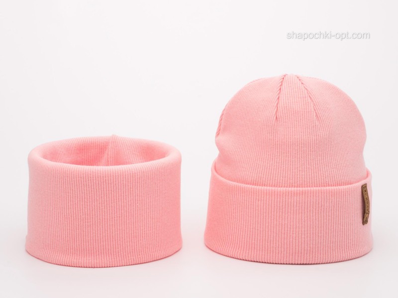 Комплект шапка і хомут Елвін світло-рожевий