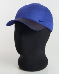 Ярко-синяя бейсболка шестиклинка с темно-синим козырьком плащевка перфорация Nike