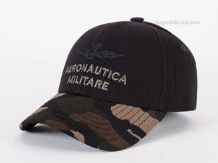 Бейсболка с большой вышивкой AM черный/камуфляж