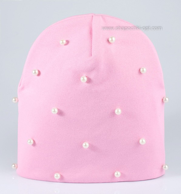 Шапочка з намистинками для дівчинки Лаура рожева 52-54