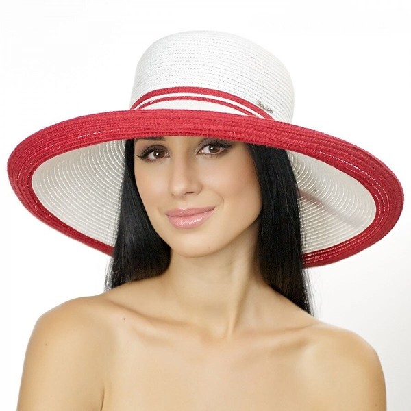 Пляжная шляпа с полями бело-красная D 021-02.13