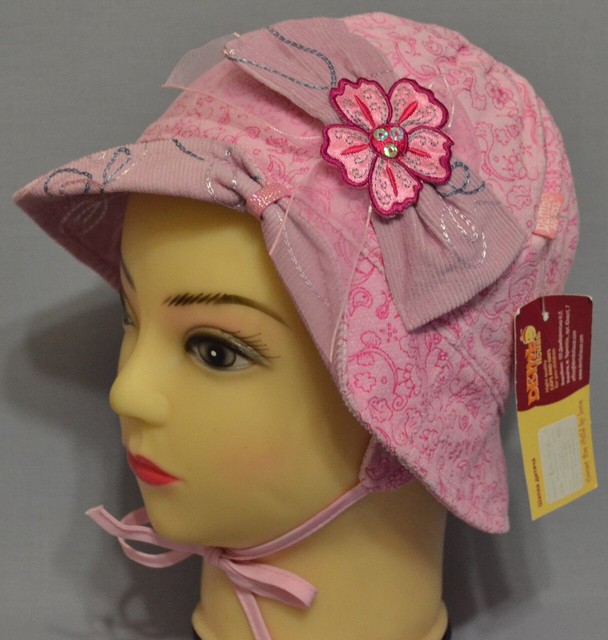 Осенняя шапочка с полями для маленькой девочки "Эвелина" розовый