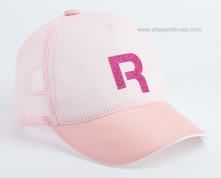 Бейсболка с логотипом Спорт светло-розовая, сетка пятиклинка