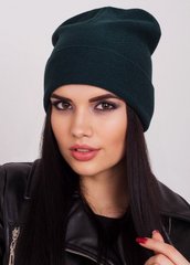Вязаная шапка с отворотом темно-зеленая Kelly Flip