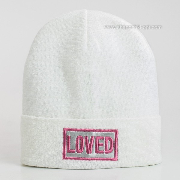 Біла шапка Люба зі стильним відворотом
