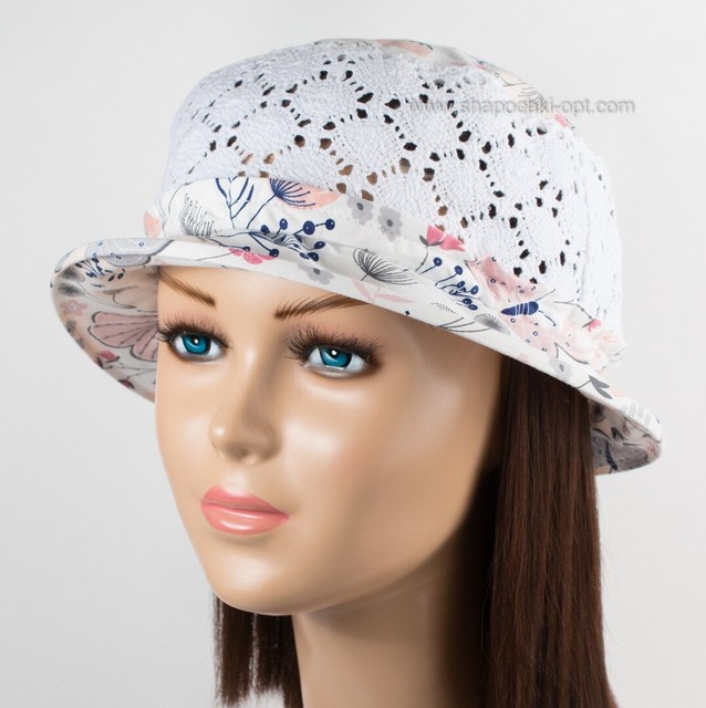 Літня жіноча маленька шляпка з мереживом клумба 15031