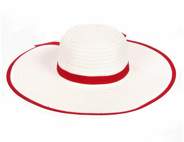 Білий капелюх SH 003-02.13 з червоною стрічкою