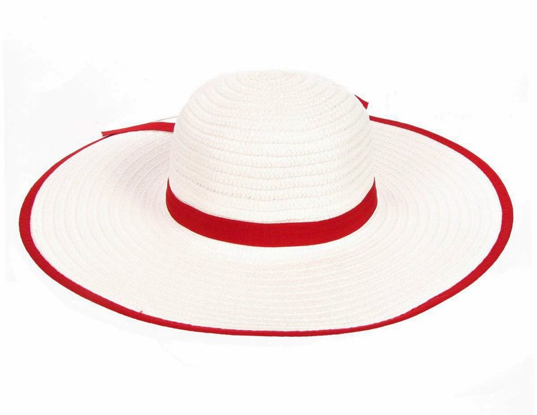 Білий капелюх SH 003-02.13 з червоною стрічкою