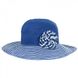 Сині капелюхи з смугастим полем і квіткою з стрічки D 030-05
