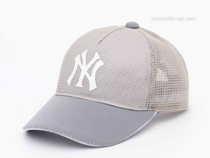 Бейсболка с логотипом Спорт светло-серый/белый, пятиклинка сетка