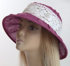 Льняная шляпка фиолетового цвета ЛХ