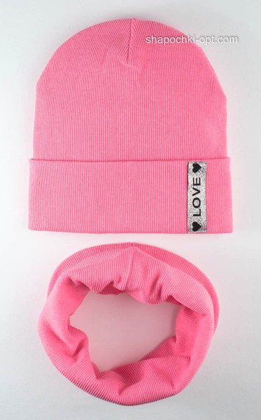 Комплект шапка і баф Джина яскраво-рожевий