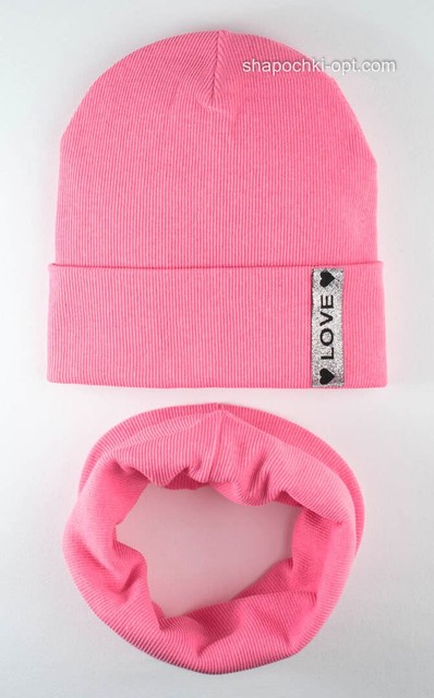 Комплект шапка и баф Джина ярко-розовый