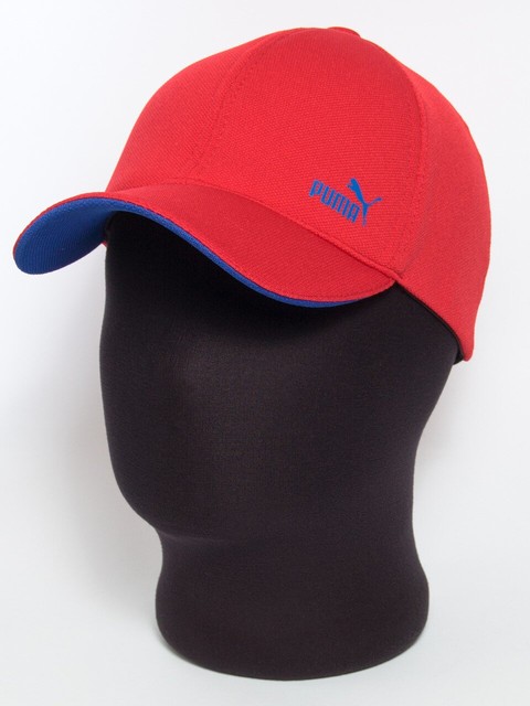 Красная кепка бейсболка логотип "Pm" ярко-синий подкозырек (лакоста шестиклинка)
