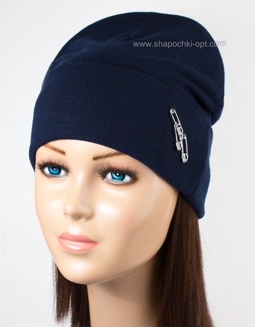 Трикотажна жіноча шапочка Pin темно-синій