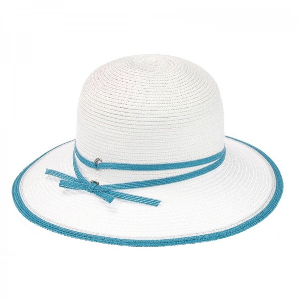 Білий капелюшок з синьою стрічкою середнє поле D 130-02.04