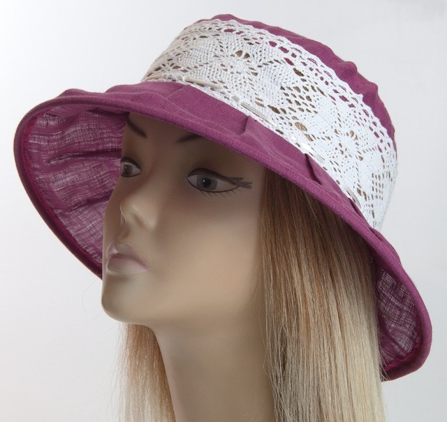 Лляна шляпа фіолетового кольору ЛХ