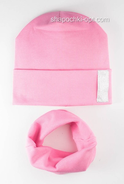 Дитячий комплект шапочка і хомутик Джина-3 рожевий 52-54