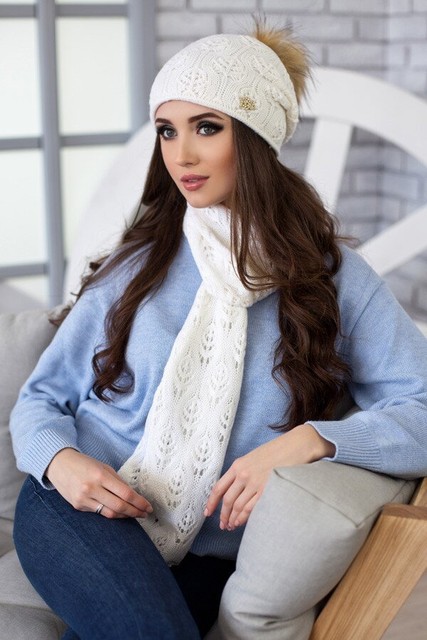 Шапка і шарф Меріс білий арт.4450-10