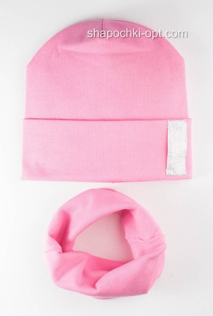 Дитячий комплект шапочка і хомутик Джина-3 рожевий 52-54