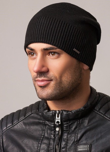 Вязаная шапка-колпак мужская Premium UniX черный