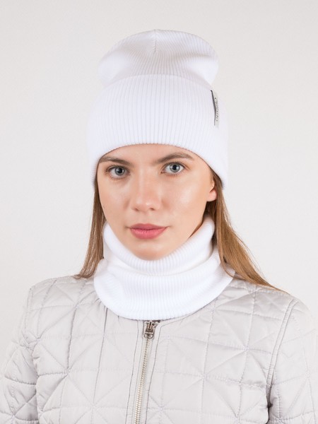 Комплект Одри из шапки и бафа снежный