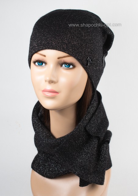 Комплект з шапки і шарфа Елізабет чорний/шерл