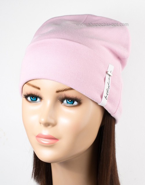 Трикотажная женская шапочка Надира светло-розовая