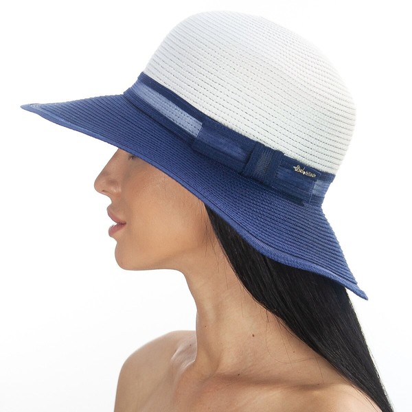 Стильний капелюх з синім полем D 177-02.05