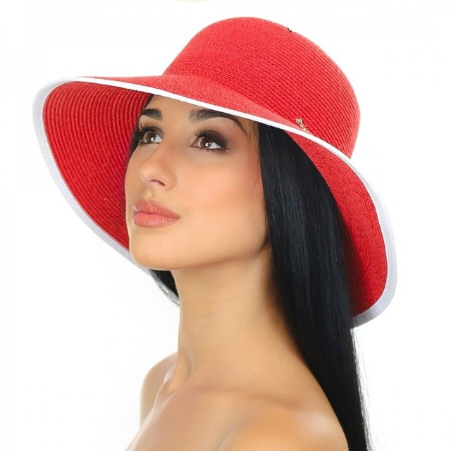 Червоний капелюх з білим кантом D 038-13