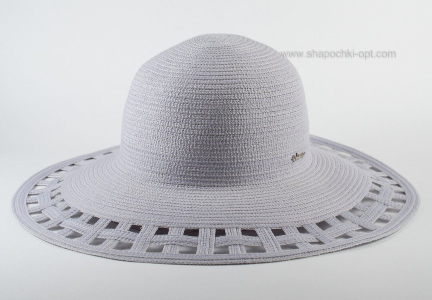 Шляпа летняя с перфорированным полем серая D 005-06