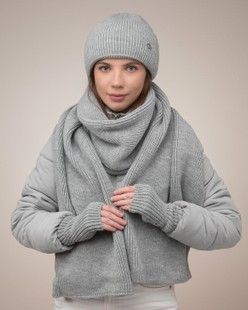 Комплект Frostine (шапка, шарф, мітенки) світло-сірий