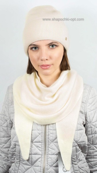 Комплект Вирсавия шапка+шарф S-53 молочный