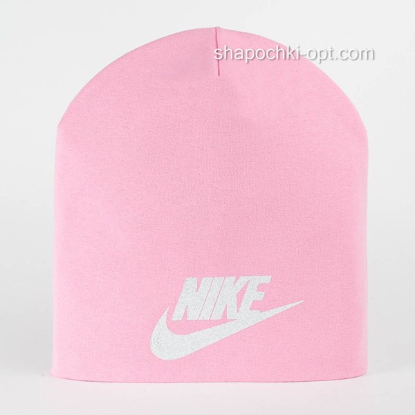 Розовая трикотажная шапка Nk без отворота