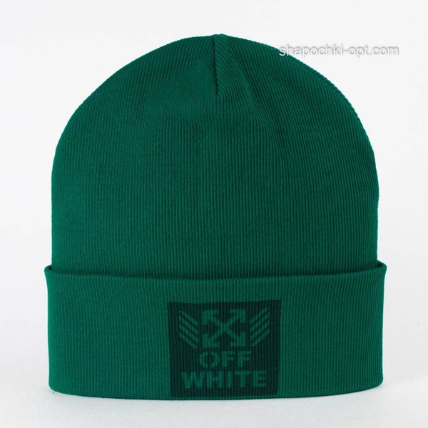 Демісезонна дитячий шапка Off White темно-зелена 52-54