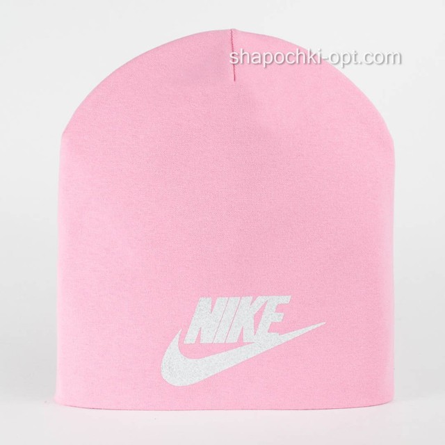 Розовая трикотажная шапка Nk без отворота