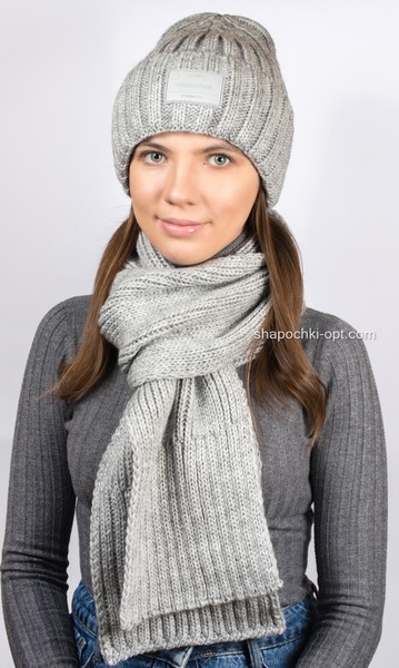 Комплект Онтарио шапка+шарф светло-серый арт.4730-10