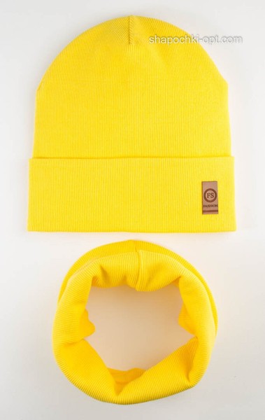Яркий комплект (шапка и шарф-снуд) Джои цвет желтый 52-54