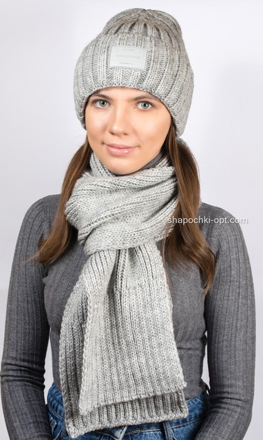 Комплект Онтаріо шапка+шарф світло-сірий арт.4730-10