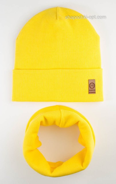 Яскравий комплект (шапка і шарф-снуд) Джої колір жовтий 52-54