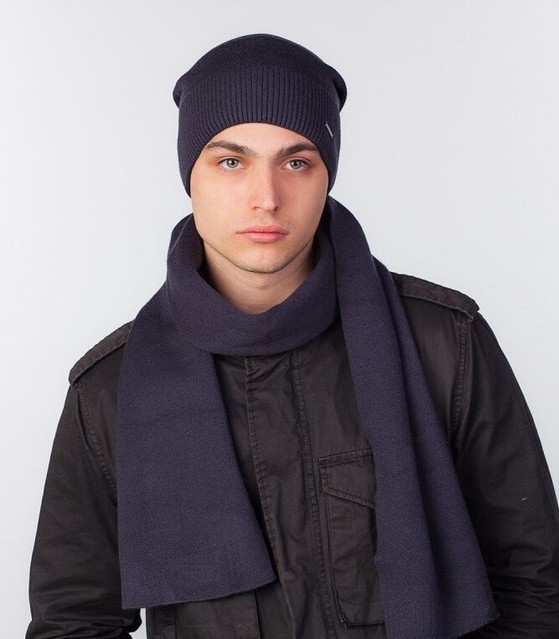 Комплект удлиненная шапка и шарф и для мужчин Classic UniX джинс