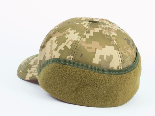 Бейсболка Paskat softshell на флисе с ушами пиксель